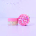 Lemon Box Beauty Frosted Glitter Jelli - iridescent white and silver chunky body glitter in a clear jar with a texture 