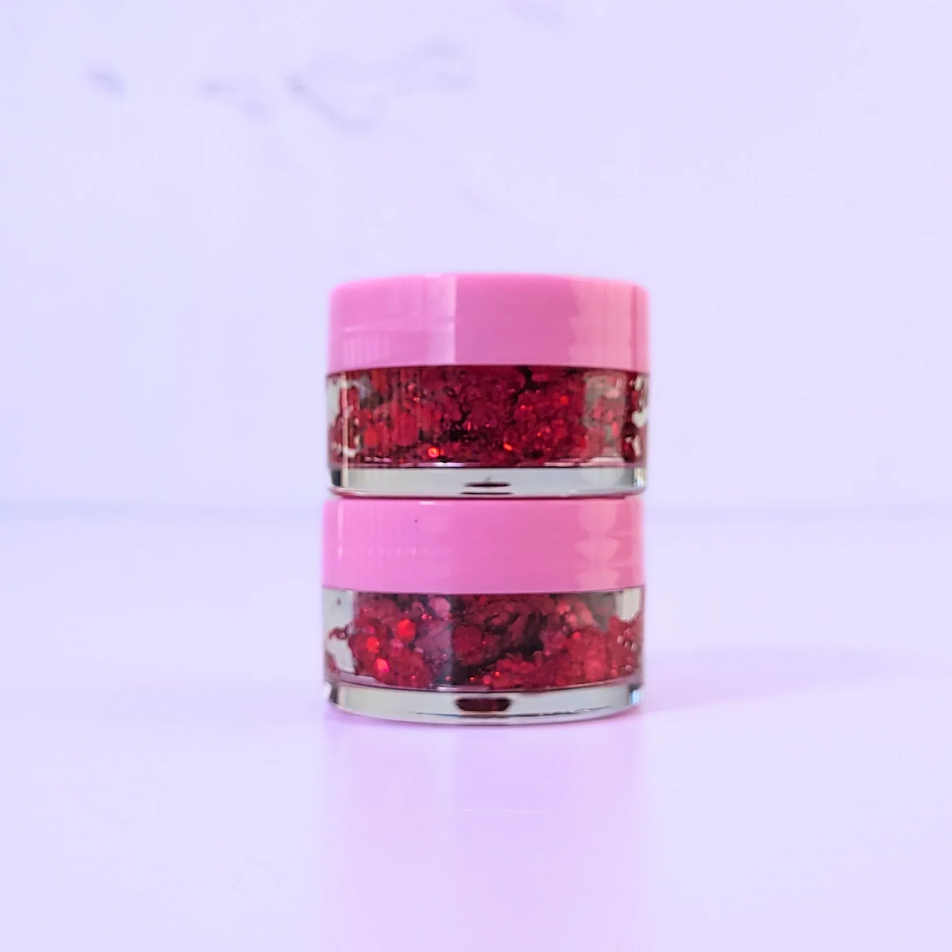 Lemon Box Beauty Jellyheart Glitter Jelli - vibrant ruby red chunky body glitter in a clear jar with a texture 