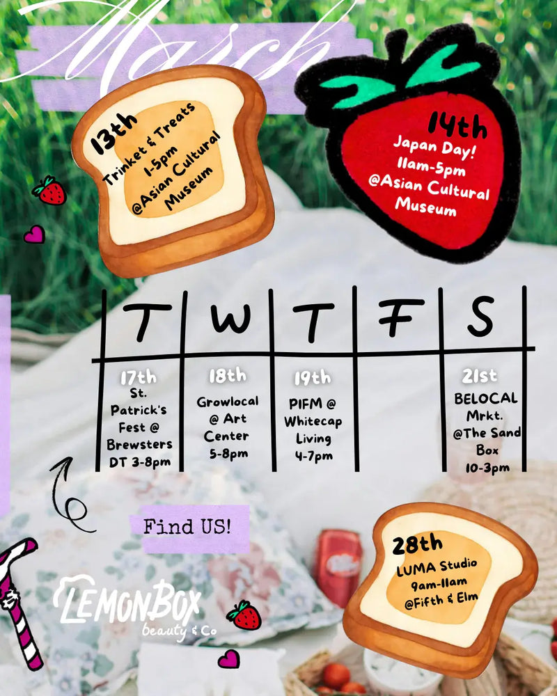 Promotional flyer for events at the Asian Cultural Museum with cartoon bread and apple graphics.